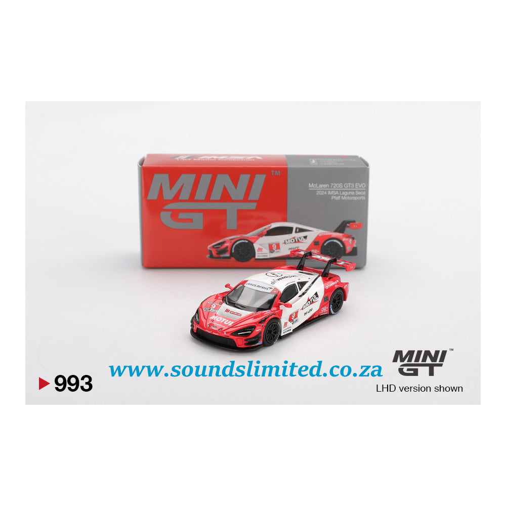 Mini GT #993 McLaren 720S GT3 Evo Pfaff Motorsports 2024 IMSA Laguna Seca