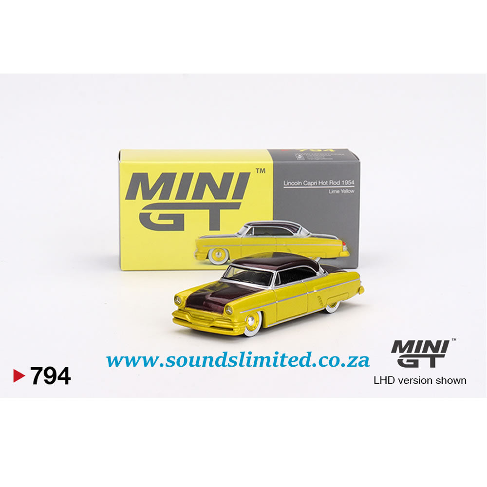 Mini GT Lincoln Capri Hot Rod 1954 Lime Yellow #794 1/64