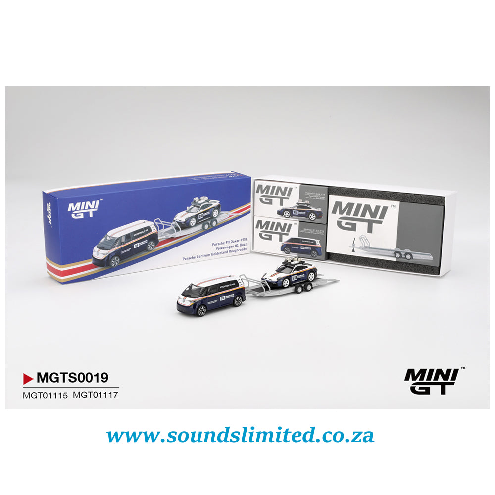 Mini GT Porsche 911 Dakar #718 / Volkswagen ID. Buzz Porsche Centrum Gelderland Roughroads Set MGTS0019