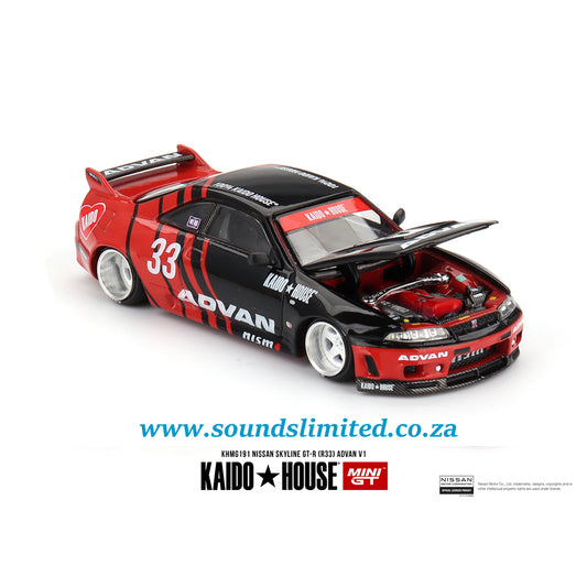 Mini GT x KAIDOHOUSE #191 Nissan Skyline GT-R (R33) Kaido Works ADVAN