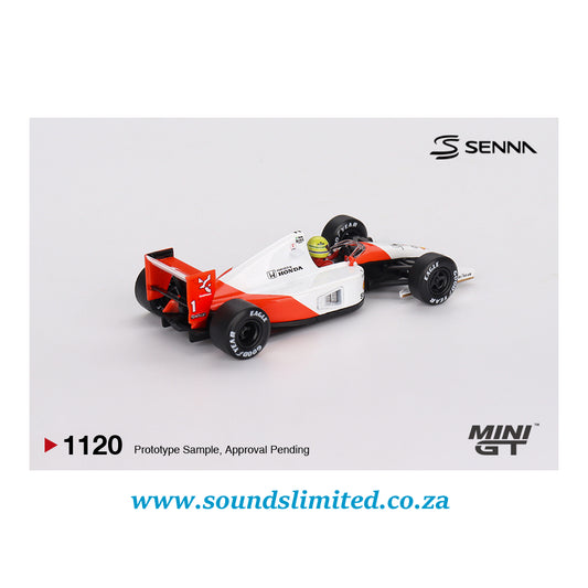 Mini GT #1120 McLaren MP4/6 #1 Ayrton Senna 1991 Japanese Grand Prix 2nd Place