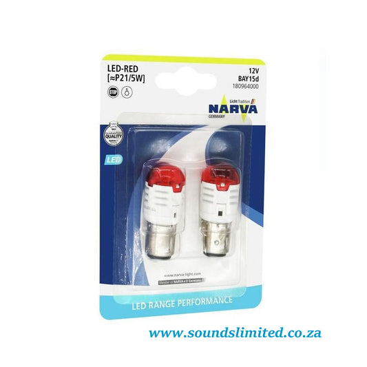 Narva LED Range Performance 12V Bay15d - 180964000 2x P21 / 5w Red
