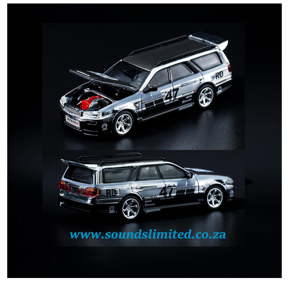 Pop Race 1/64 Nissan Stagea GTR R34 Wagon (Silver) PR64-56