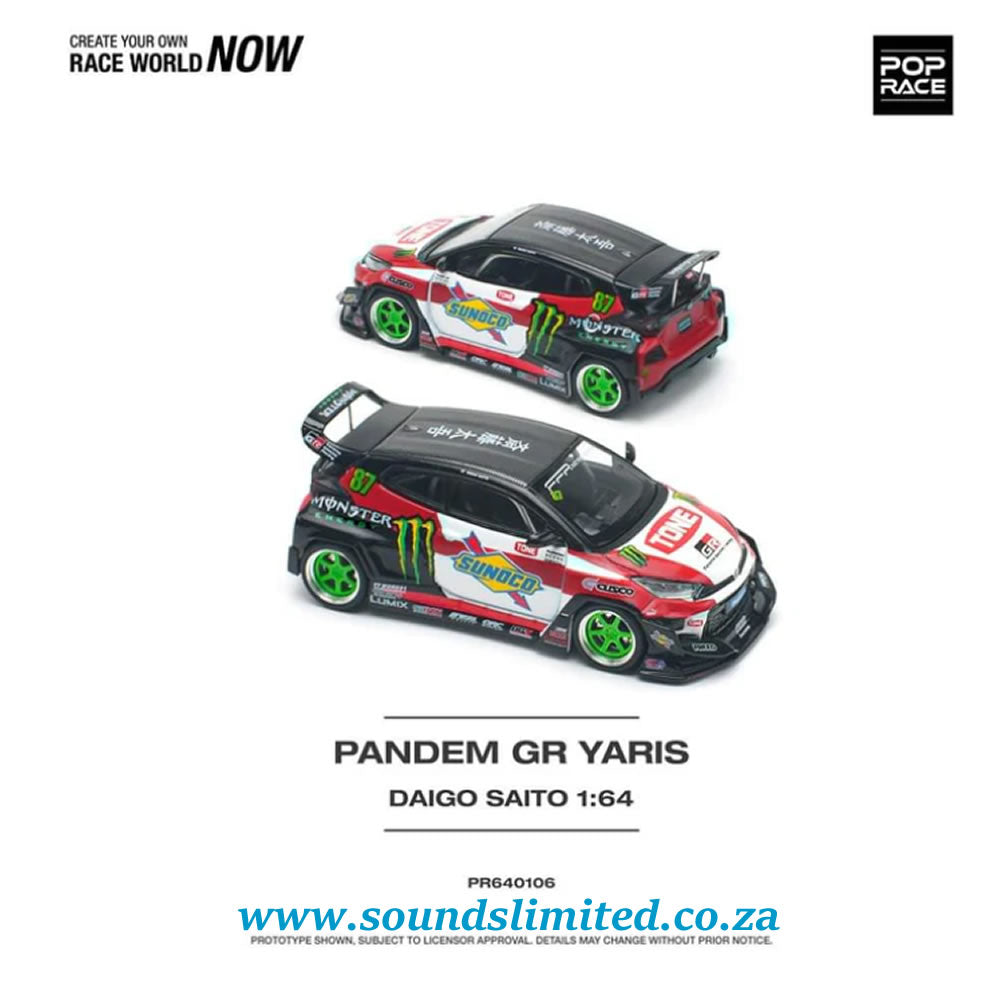 Pop Race 1/64 Pandem Toyota GR Yaris Daigo Saito PR64-106