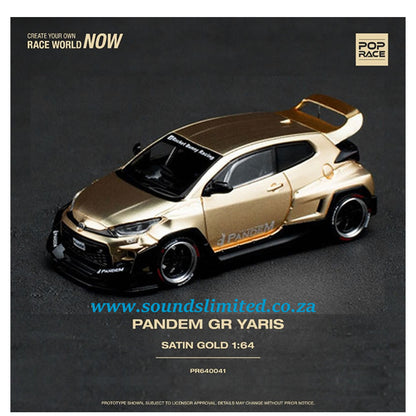 Pop Race 1/64 Pandem Toyota GR Yaris Satin Gold PR64-41