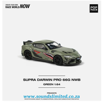 Pop Race 1/64 Toyota Supra Darwin PRO 66G NWB Green PR64-76