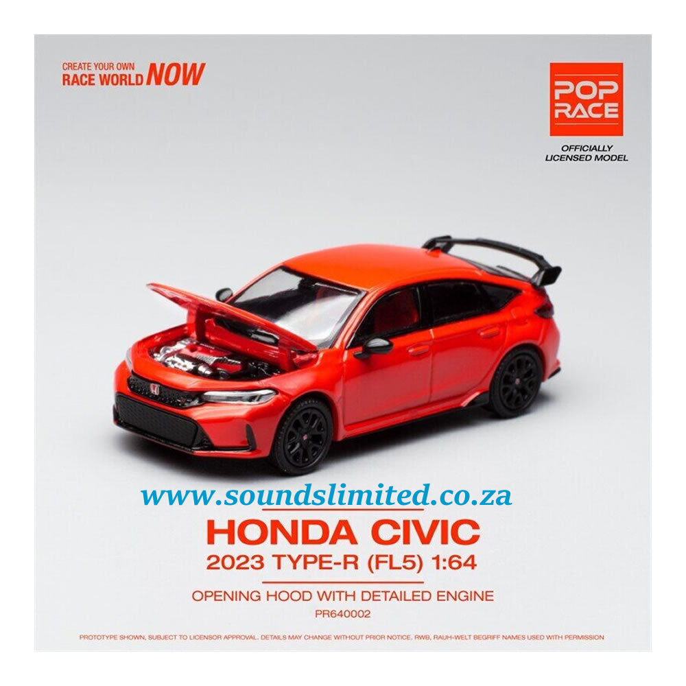 Pop Race Honda Civic Type-R (FL5) Red 1/64 Diecast Model Car PR64-02