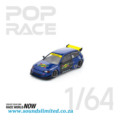 Pop Race Honda Pandem Civic EG6 Blue Black PR64-365