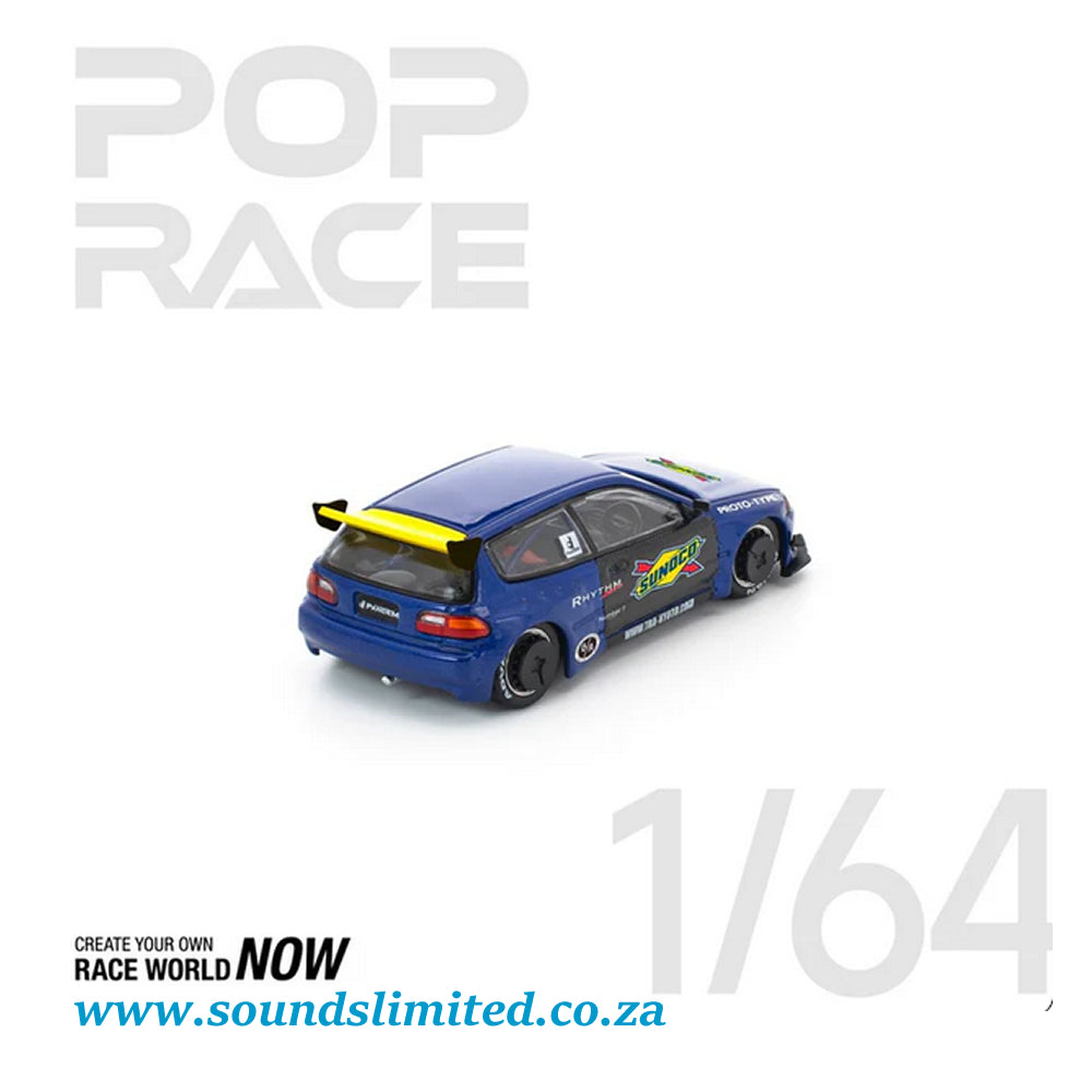 Pop Race Honda Pandem Civic EG6 Blue Black PR64-365