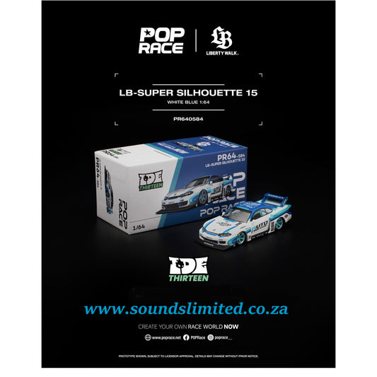 Pop Race LB-Super Silhouette S15 White / Blue 2026 Indonesia Diecast Expo (IDE) PR64-584