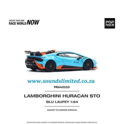Pop Race Lamborghini HURACÁN STO Blu Laufey/Arancio Xanto PR64-110