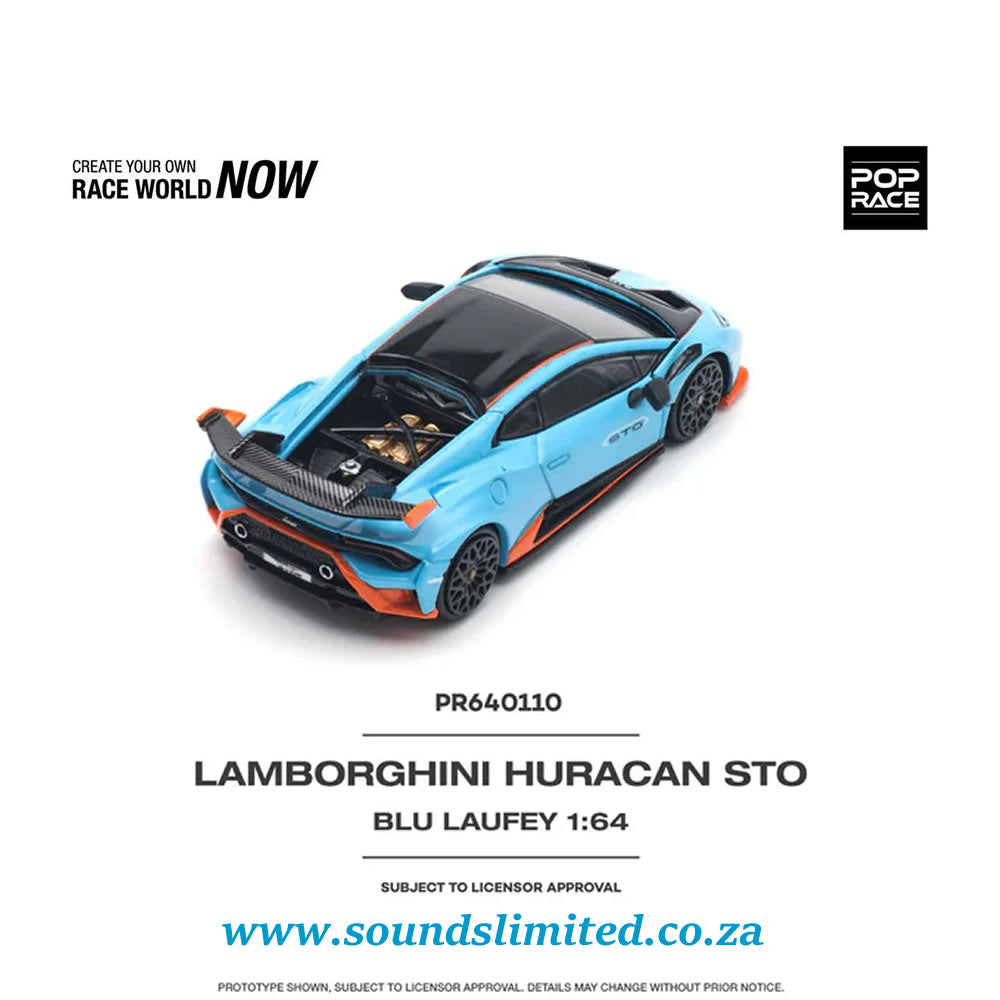 Pop Race Lamborghini HURACÁN STO Blu Laufey/Arancio Xanto PR64-110
