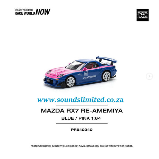 Pop Race Mazda RX7 Re-Amemiya Blue / Pink PR64-240