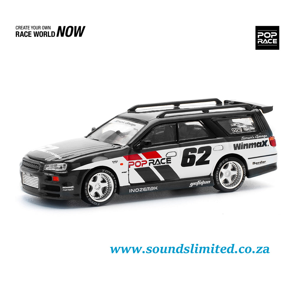 Pop Race Nissan Stagea R34 Simon’s Garage #62 Black PR64-211