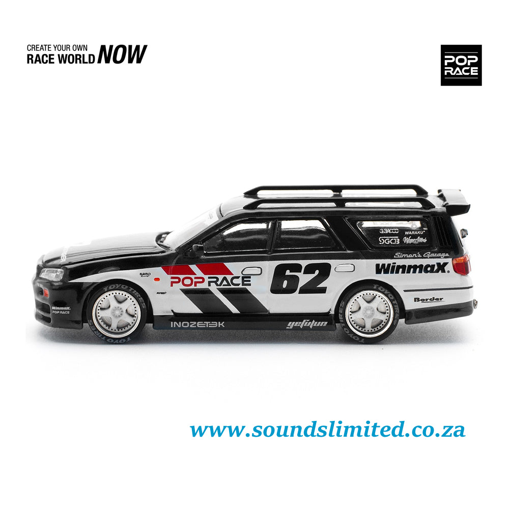 Pop Race Nissan Stagea R34 Simon’s Garage #62 Black PR64-211