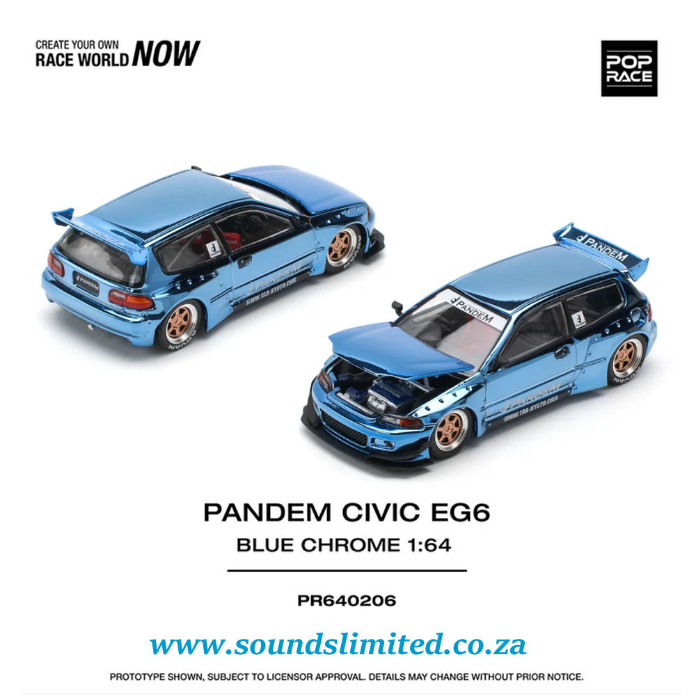 Pop Race Pandem Civic EG6 Blue Chrome PR64-206