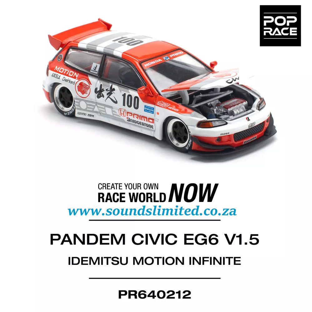 Pop Race Pandem Honda Civic EG6 V1.5 Idemisu Motion Infinite #212 1/64 PR64-212
