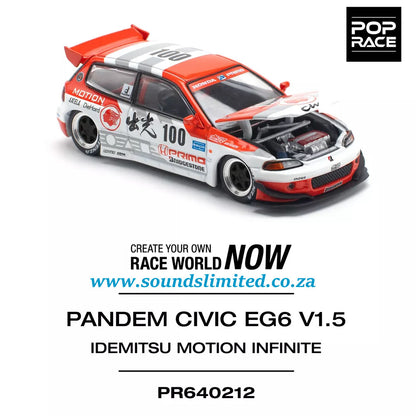 Pop Race Pandem Honda Civic EG6 V1.5 Idemisu Motion Infinite #212 1/64 PR64-212