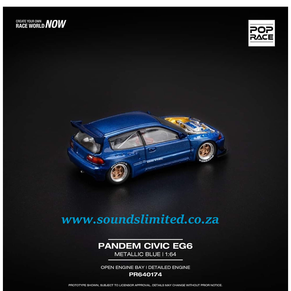 Pop Race Pandem Honda Civic EG6 Metallic Blue PR64-174