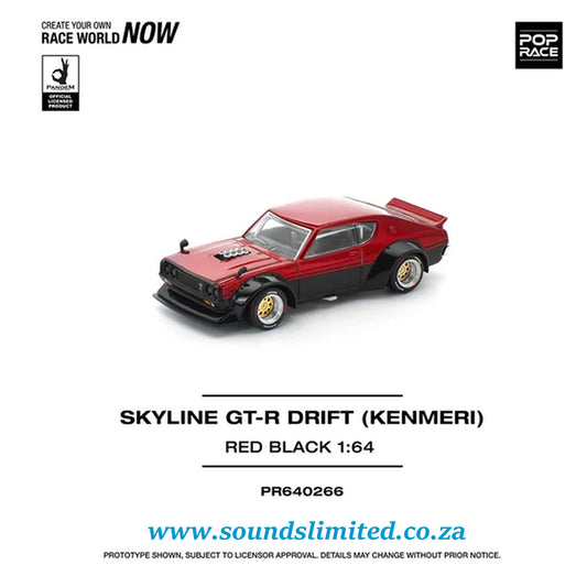 Pop Race Skyline GT-R Drift KPGC110 KENMERI Red / Black PR64-266