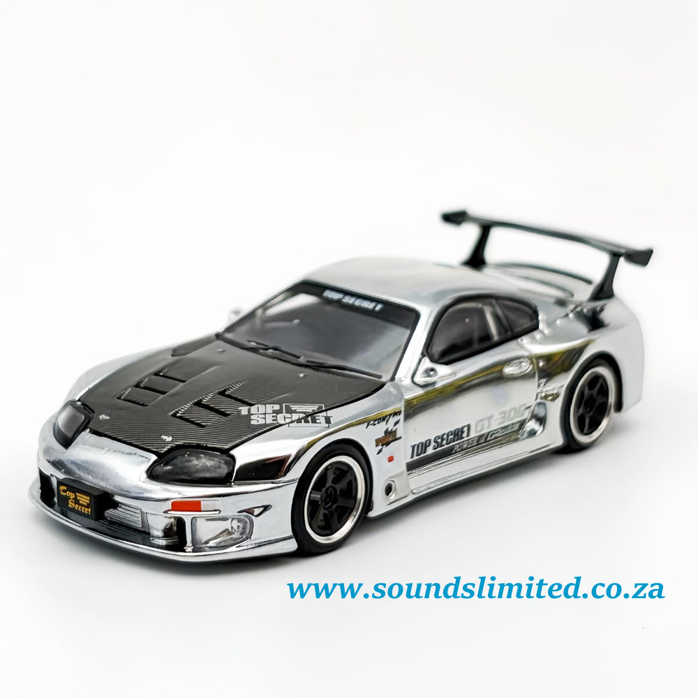 Pop Race Top Secret Toyota Supra GT300 Silver Chrome PR64-325