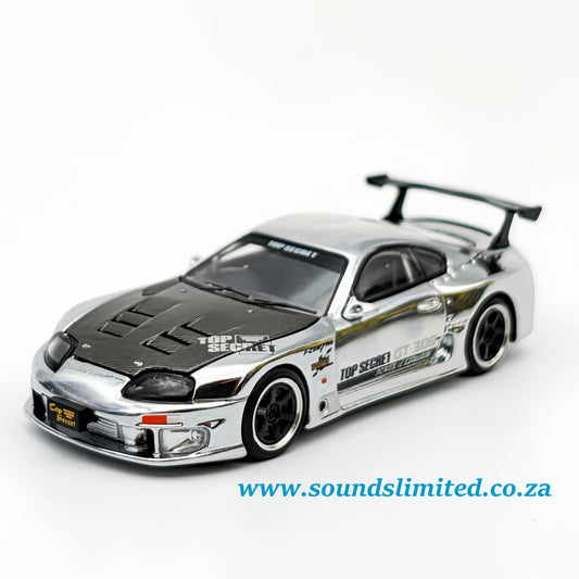 Pop Race Top Secret Toyota Supra GT300 Silver Chrome PR64-325
