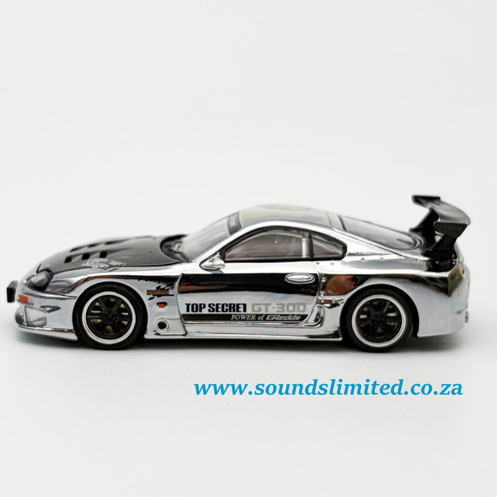 Pop Race Top Secret Toyota Supra GT300 Silver Chrome PR64-325