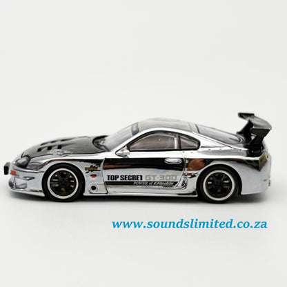 Pop Race Top Secret Toyota Supra GT300 Silver Chrome PR64-325