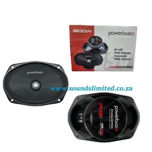 Powerbass PMB69PRO 6"x9" Inch 1200W Pro Mid's with Bullet Speakers