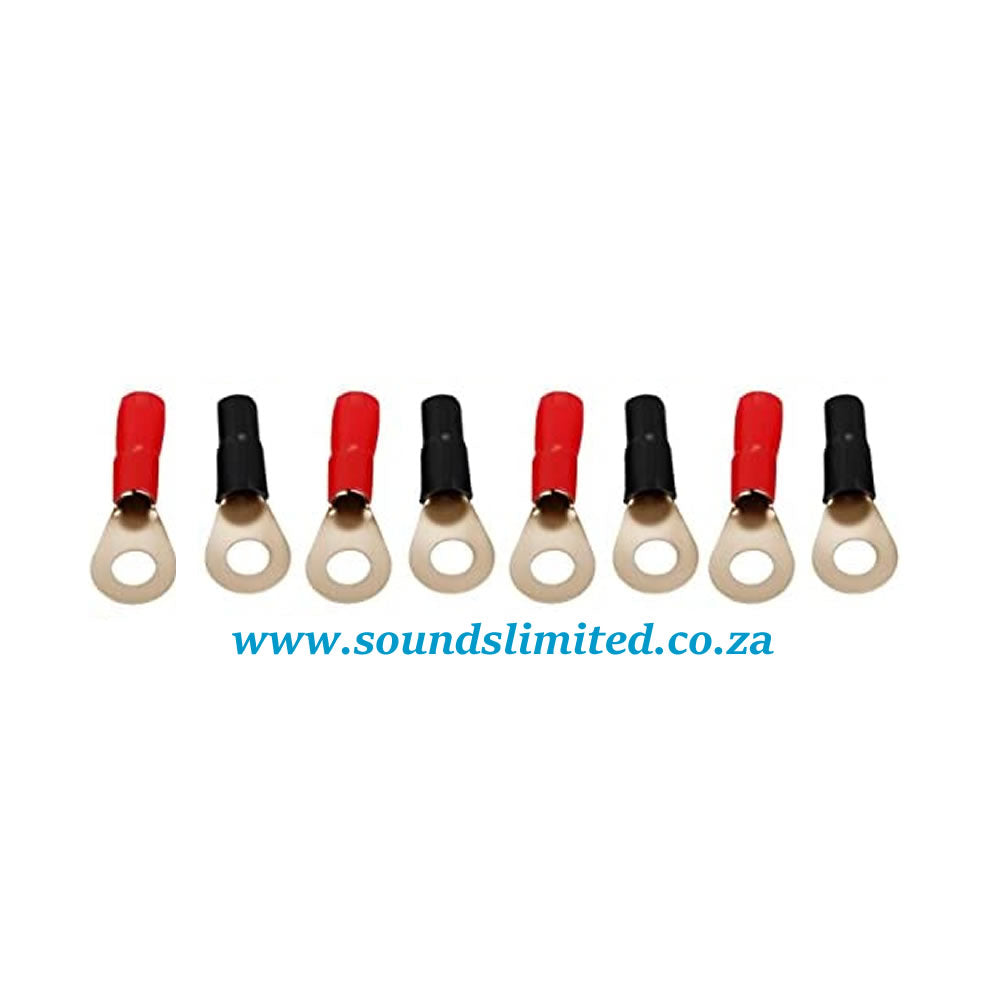 SL 8 Gauge AWG Crimp Ring Terminals Connectors – 8-Pack (4 Positive, 4 Negative)