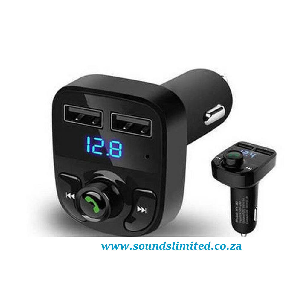 SL X8 FM Wireless Transmitter, Modulator, Charger with Bluetooth Handsfree Car Kit and Audio