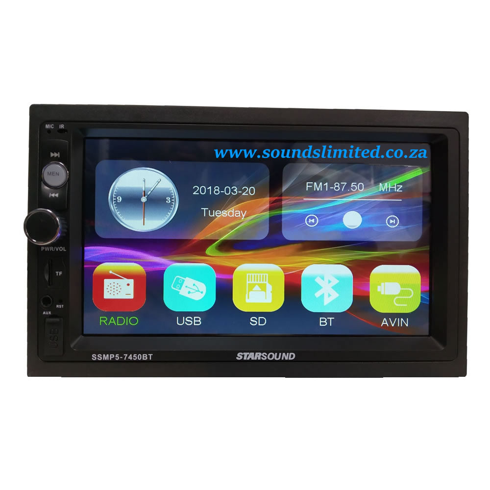 Starsound SSMP5-7450BT 7" Star Sound Double Din Mp5 Multimedia Player With Bluetooth