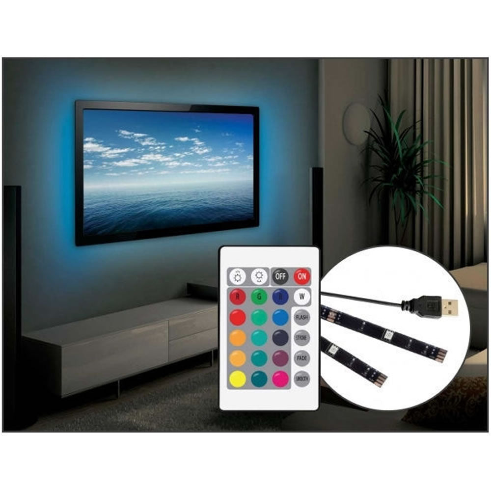 Barkan L15 USB Mood Light for TV, 2 Strips, Multi-Color, Remote Control Operated